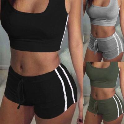 China Viable Casual Women 2PCS Set Short Sleeve Crop Top Shorts Run Gym Sports Clothes Suits Equipment Sweatsuit Summer Pullover Tracksuits for sale