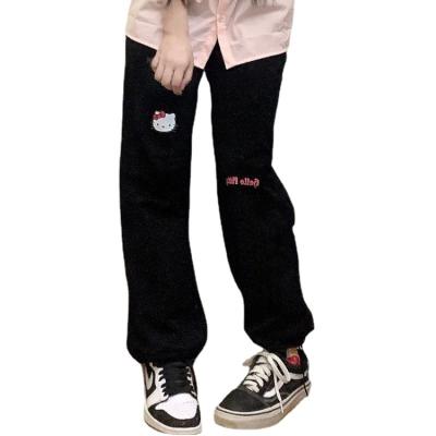 China 2021 Viable Girls Kawaii Sweatpants Women Harajuku Jogging Oversized Cartoon Printed Black Jogging Soft Girly Sweatpants Style Trousers for sale