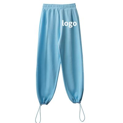 China Custom Made Fall 2021 Plain Viable Women's Logo Cotton Jogger Stacked Sweatpants Pants and Trousers for sale