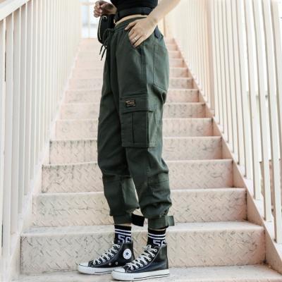 China Viable women's pants and trousers 2021 fall fashion trends plus size pants Velcro tying feet cargo pants for sale