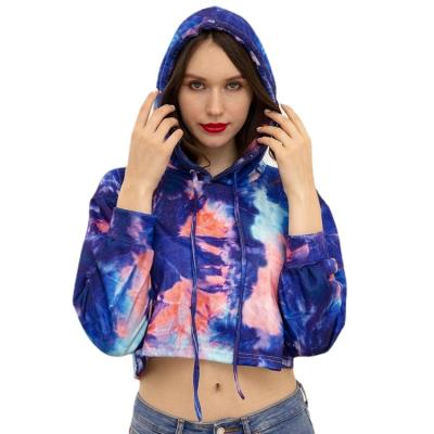 China 2021 Oversized Streetwear Women Hoodies Autumn New Tie Dyed Printed Crop Top Tracker QUICK DRY Hoodie for sale