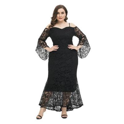 China Women's Clothing Summer Viable Dress 2021 Lace Casual Half Sleeve Solid Ankle Plus Size Women's Dresses for sale