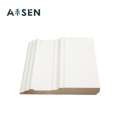 China Environmental Friendly Hot Sale Building Material Pine Wood Baseboard MDF White Primed Skirting Board for sale