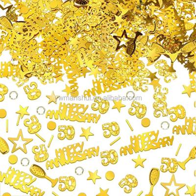 China Number 50 Happy Birthday Confetti Party Confetti Festival Decoration Birthday Foil Star Metallic Circles Mix DIY Confetti Art for sale