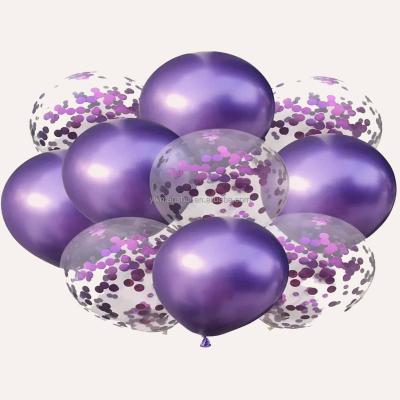 China Fashional Wholesale Hot Sale Confetti Latex Balloon For Birthday Wedding Party Decoration Valentine's Day Decor Supplies Purple for sale