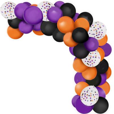 China Not easy to burst and 129 Piece Hotel Mall Party Decoration Environmental Friendly Latex Balloon Set Halloween Black Orange Purple Balloons for sale