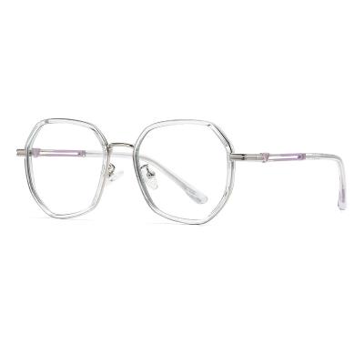 China Fashionable NIWOTA 7807 Women Polygon Glass Metal Frame Cavity Legs Prescription Optical Glasses for sale