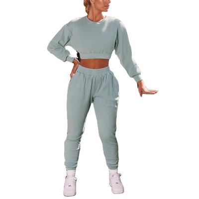 China High Quality Comfortable 2 Piece Anti-Wrinkle Jogger White Crewneck Sweatshirt Women for sale