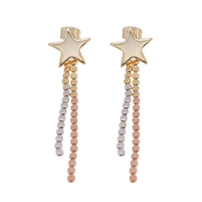 China FASHIONABLE star design jewelry banado de joyeria scam MAS oro aretes colgantes gold plated fashion ladies tassel earrings for sale