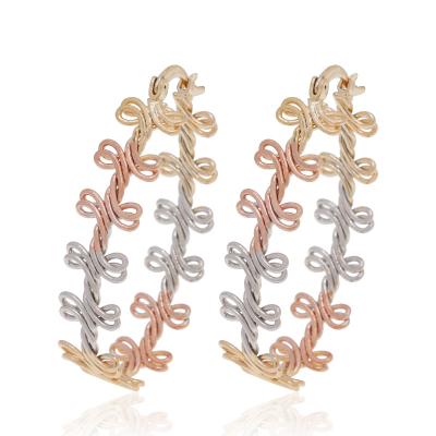 China High Quality Fashionable Three-color Inspired Designer Ladies Electroplating Earrings from earrings aretes de moda for sale