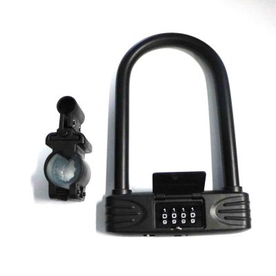 China Wear Resistant Safety 4 Digit Combination Bicycle U Lock Heavy Duty Waterproof Rustproof Adjustable Bike Lock for sale