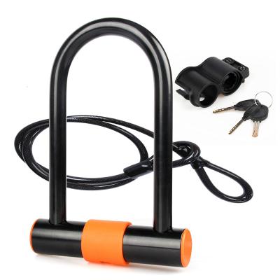 China Wear Resistant Bike U Lock With Cable Bike Lock Heavy Duty Bicycle U-Lock for sale