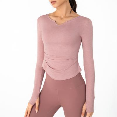 China Autumn New Yoga Slim Long Sleeve Breathable Yoga Tops Wholesale Girls Workout Sports Shirt Women Fitness T-Shirt for sale