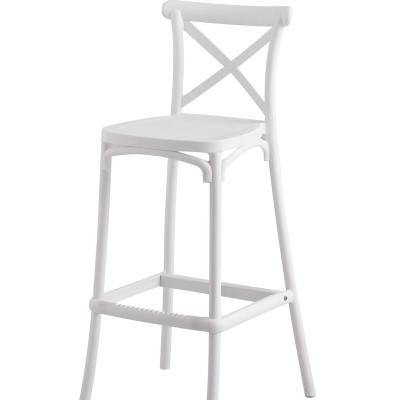 China Plastic dinng chair indoor& wholesale outdoor cross back bar stool outdoor dining chair wedding events kitchen furniture bar chairs for sale