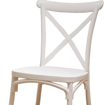 China Plastic dinng chair indoor& Factory direct supply UNE EN12520 outdoor stackable test report wholesale cross dining chair back for sale