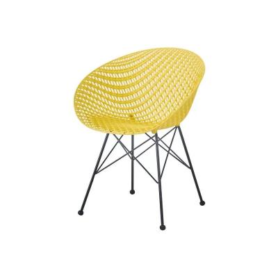 China Plastic dinng chair indoor& Factory direct supply hot sale pp outdoor colorful seat with iron legs plastic nest dining chair for sale