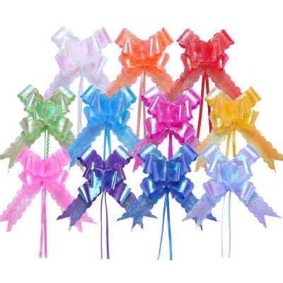 China 2022 New Design Iridescent Wave Pattern Butterfly Pull Iridescent Bows For Gift Box Hand Wrapping Garland for sale