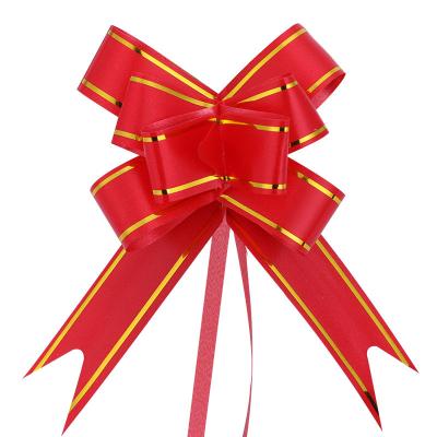 China Wholesale Cheap Price Plain Color With Gold Line PP Plastic Butterfly Pull Bow For Christmas Decoration for sale