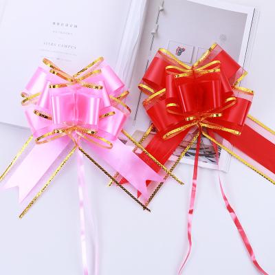 China Wholesale 70mm Organza Ribbon Bow Large Organza Ribbon Bow Butterfly Pull Bow For Gift Wrapping Wedding Car Decorate for sale