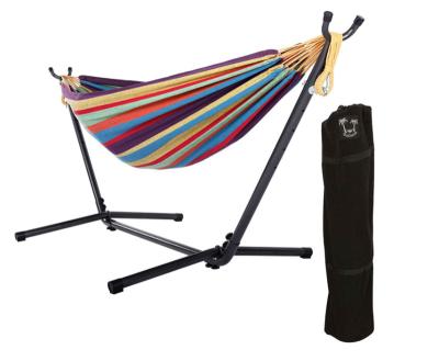 China Convenient Camping Hammock Double Stand Portable Hammock With Stand 2 Person Heavy Duty With Space Saving Steel Stand for sale