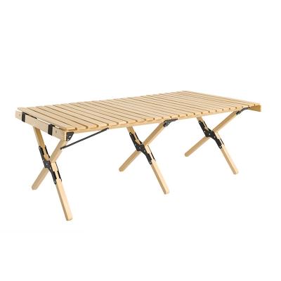 China Outdoor Luxury Wooden Portable Folding Wood Table Picnic Table Cylinder Desk Camping With Storage Bag for sale