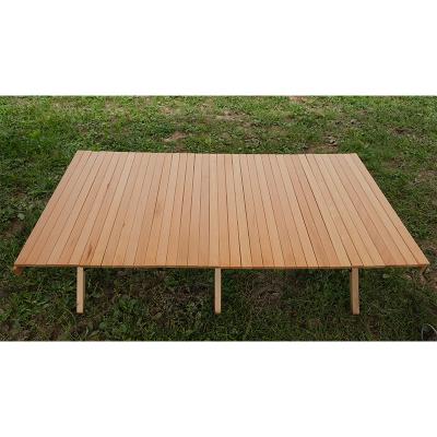 China Portable Foldable Beach Garden Multi-Use Roll Up Walnut Wood Outdoor Camping Picnic Table for sale