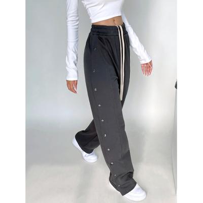 China Anti-Wrinkle Autumn Winter High Waist Elastic Waist Lady Pants With Button Custom Jogger Sweat Panties For Women for sale