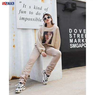 China 2021 anti-static high quality custom made women's logo stacked pants casual style solid color stacked pants for sale