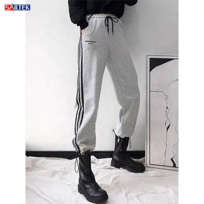 China 2021 high quality women pants stripe cotton trotter anti-static side sports tracksuits for women casual pants for sale