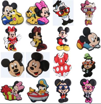 China Custom Designer Popular Shoe Charm Mickey and Minnie Shoe Charms Shoe Buckles PVC Clog Charms Luxury Croc Charms for sale