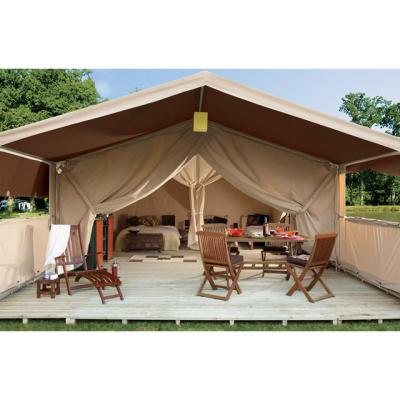 China Straight Tying Type Large Comfortable Waterproof Safari Canvas Tents Family Events Wedding Outdoor Family Glamping Tents for sale