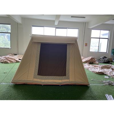 China Family Event Cotton Canvas Spring Bar Tent Double Door Double Door Cable Arch Tent Camping Tents Straight Tie Type Outdoor Luxury for sale