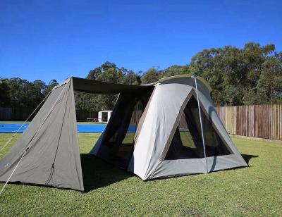 China Waterproof Colony Tents UV-Resistant Vacation Tent Bar Spring Bow Cable Canvas Cotton Outdoor Camping Tents for sale