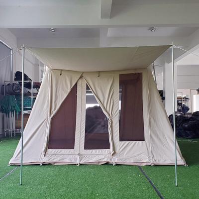 China Straight tying type custom luxury outdoor family cotton canvas cable bow tent canvas springbar camping outdoor cabin tents for sale