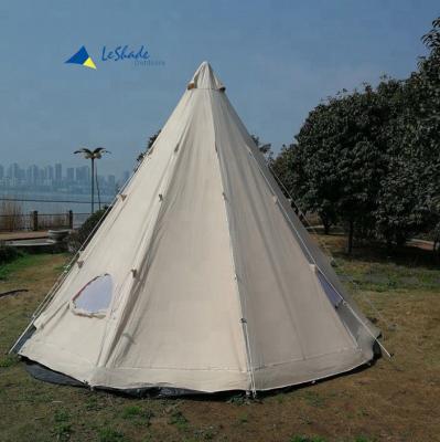 China Straight tying type cotton canvas tent adults tent outdoor teepee indian teepee tents glamping luxury for sale