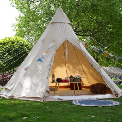 China Straight tie type cotton canvas teepee indian yurt teepee tents outdoor adult pyramid camping glamping tents for sale for sale