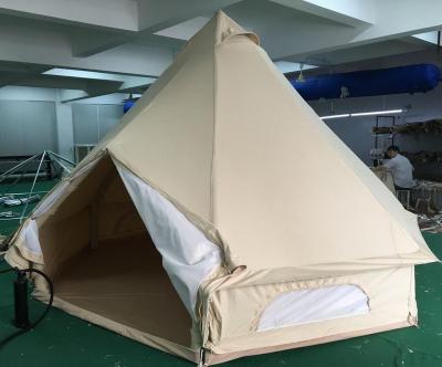 China Straight tying type big 4m inflatable cotton tent outdoor camping bell tents for family glamping for sale