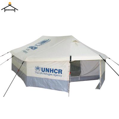 China Polycotton Disaster Relief Tent UV-Resistant Refugee Tent Waterproof Cotton Canvas Tents for sale