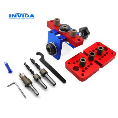 China IVD-1002 Portable 3 in 1 Pocket Hole Jig Aluminum Alloy Finger Jig 8/10mm Drill Guide Locator for Wood Board Woodworking Splicing Tool for sale