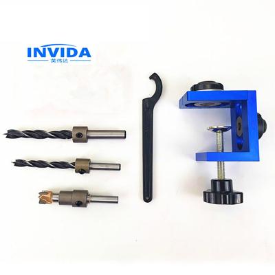 China IVD-1003 Portable 3 in 1 Woodworking Jig Hole Drill Punch Positioner Kit Guide Marker Broaching Carpentry Placing Tools for sale