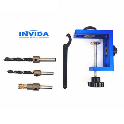 China IVD-1004 Portable Rise 3 in 1 Woodworking Jig Hole Drill Punch Positioner Kit Guide Marker Broaching Carpentry Placing Tools for sale