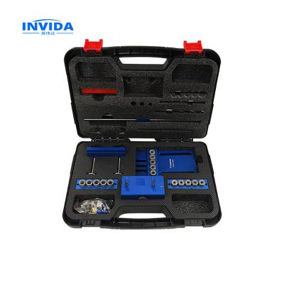 China Easy to Use Guide IVD-1008 Woodworking Drilling Locator Kit and Finger Jigs Kit Manual Slotting Desktop Positioning 3 in 1 Punch Marker for sale