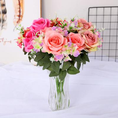 China Wholesale Factory Price Seven Silk Head Beauty Decoration Cloth+Polyester Artificial Flowers For Wedding for sale