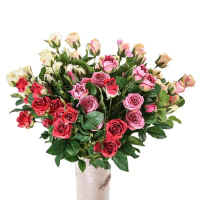 China Cloth+Polyester China Custom Artificial Flowers Online Sale Four Multicolor Small Size Silk Flower Artificial Rose for sale