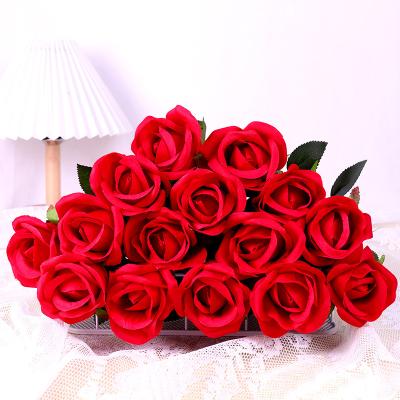 China Wedding artificial silk home flower decor single stem long rose volume to wedding home party decoration simulation rose flower branch for sale