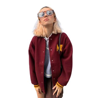 China Breathable Letter Preppy Style Women Autumn Casual Varsity With Pocket Loose Streetwear All-matching Female Jacket Tops Coat for sale