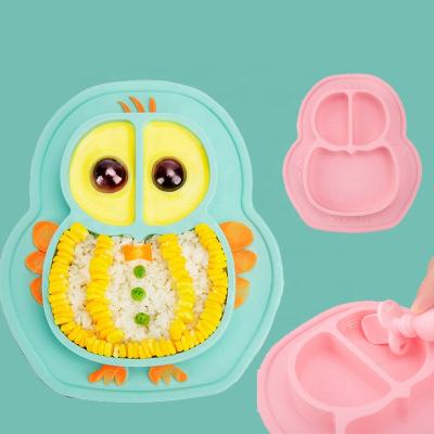 China Foldable/Portable Silicone Dish Baby Suction V-Coool Feeding Place Mat, Toddlers Non-slip Food Baby Feeding Dish for sale