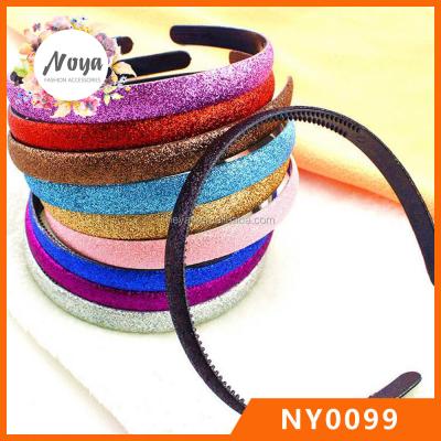 China Cheap Glitter Fabric Headbands Plastic Teeth Shinny DIY Hair Bands for sale