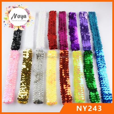 China Cheap Cloth Sequins Elastic Baby Headband Kids Stretch Head Hair Band for sale