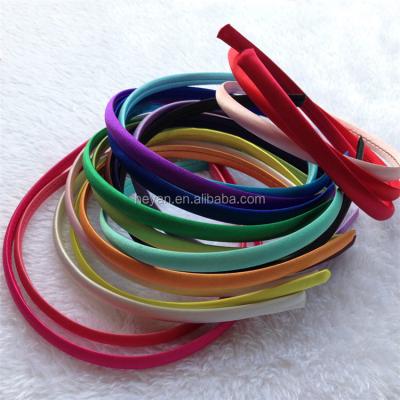 China Fabric 1cm satin headbands, plastic headbands, simple DIY headbands for sale